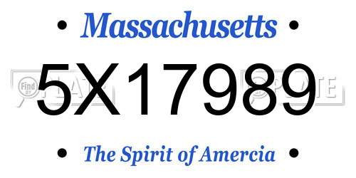 5X17989 Massachusetts License Plate