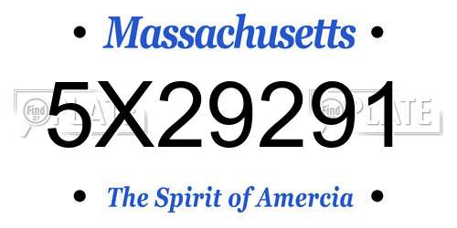 5X29291 Massachusetts License Plate