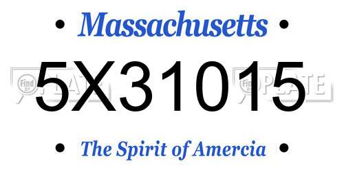 5X31015 Massachusetts License Plate