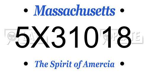 5X31018 Massachusetts License Plate