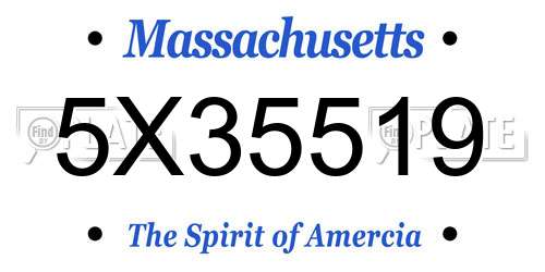 5X35519 Massachusetts License Plate