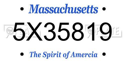 5X35819 Massachusetts License Plate
