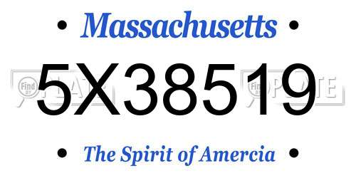 5X38519 Massachusetts License Plate