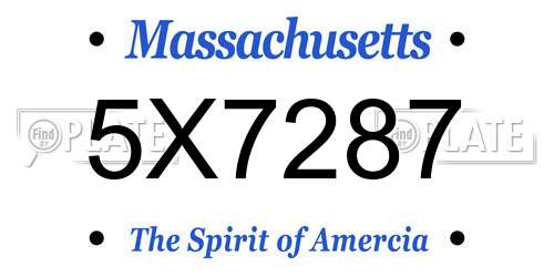 5X7287 Massachusetts License Plate