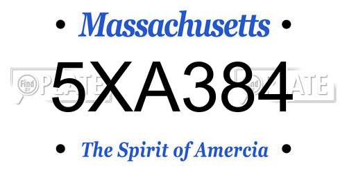 5XA384 Massachusetts License Plate