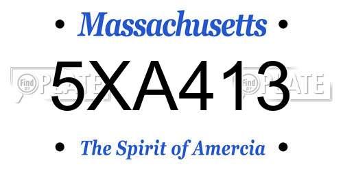 5XA413 Massachusetts License Plate