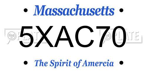 5XAC70 Massachusetts License Plate