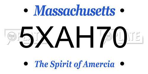 5XAH70 Massachusetts License Plate