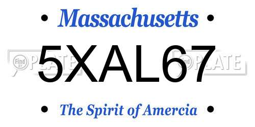 5XAL67 Massachusetts License Plate