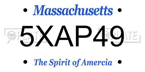 5XAP49 Massachusetts License Plate