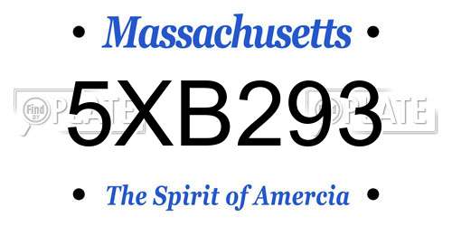 5XB293 Massachusetts License Plate