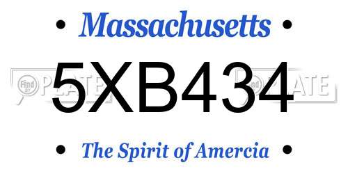 5XB434 Massachusetts License Plate