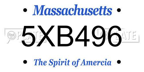 5XB496 Massachusetts License Plate
