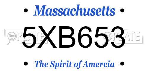 5XB653 Massachusetts License Plate