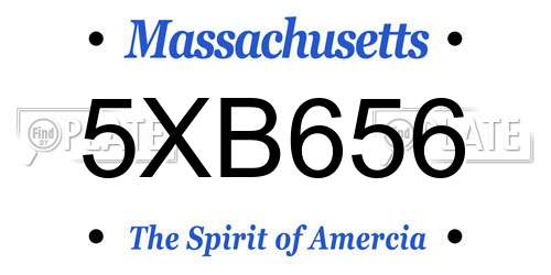 5XB656 Massachusetts License Plate