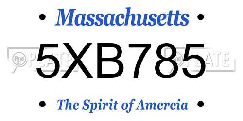5XB785 Massachusetts License Plate