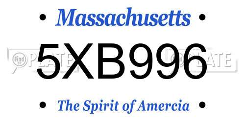 5XB996 Massachusetts License Plate