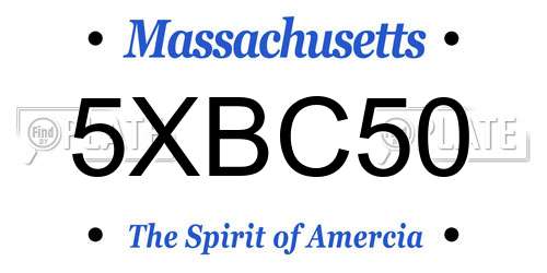 5XBC50 Massachusetts License Plate