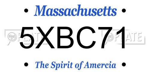 5XBC71 Massachusetts License Plate