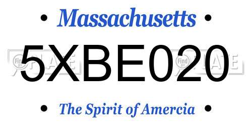 5XBE020 Massachusetts License Plate