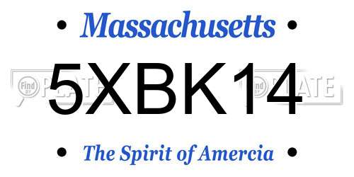 5XBK14 Massachusetts License Plate