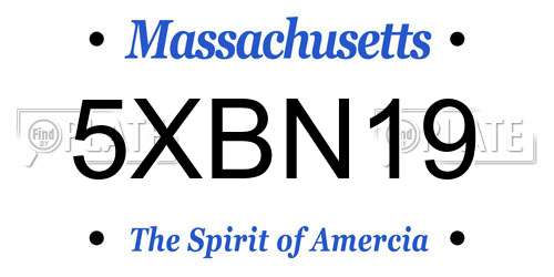 5XBN19 Massachusetts License Plate