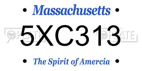 5XC313 Massachusetts License Plate
