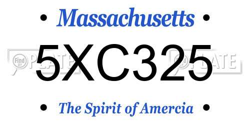 5XC325 Massachusetts License Plate