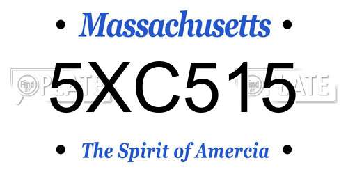 5XC515 Massachusetts License Plate