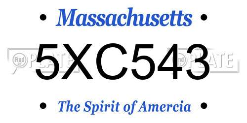 5XC543 Massachusetts License Plate
