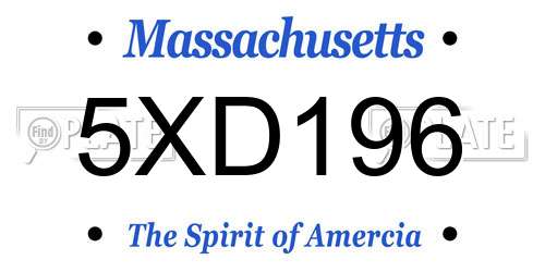 5XD196 Massachusetts License Plate