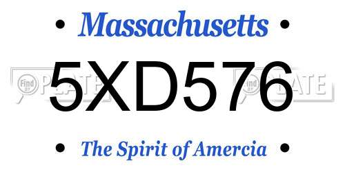5XD576 Massachusetts License Plate