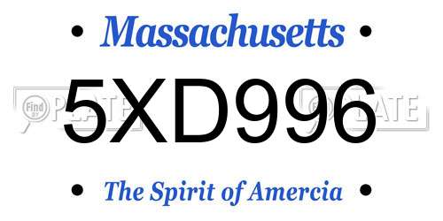 5XD996 Massachusetts License Plate