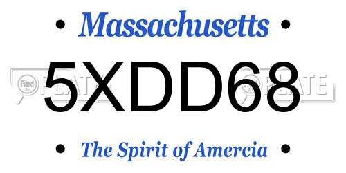 5XDD68 Massachusetts License Plate