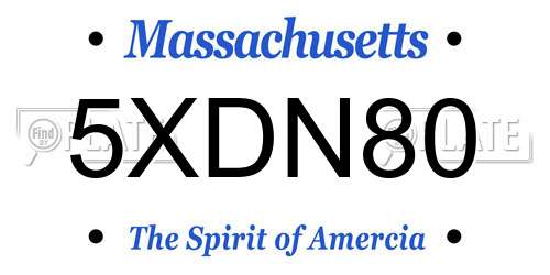 5XDN80 Massachusetts License Plate