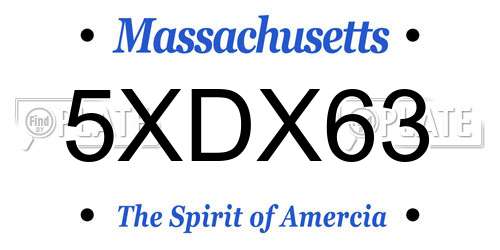 5XDX63 Massachusetts License Plate