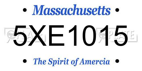 5XE1015 Massachusetts License Plate