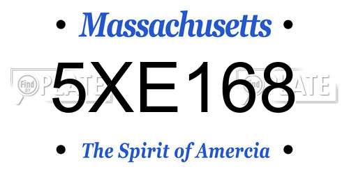 5XE168 Massachusetts License Plate