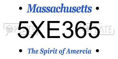 5XE365 Massachusetts License Plate