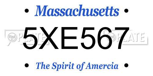 5XE567 Massachusetts License Plate