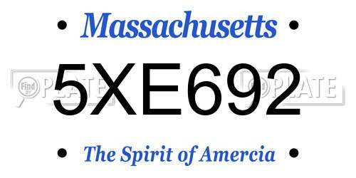 5XE692 Massachusetts License Plate