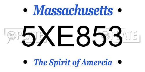5XE853 Massachusetts License Plate