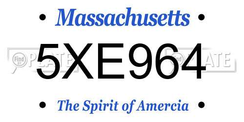 5XE964 Massachusetts License Plate