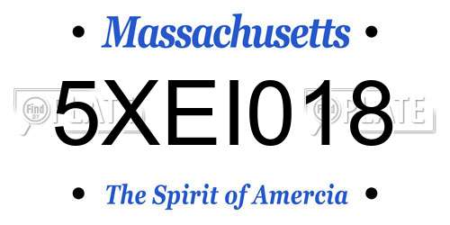 5XEI018 Massachusetts License Plate