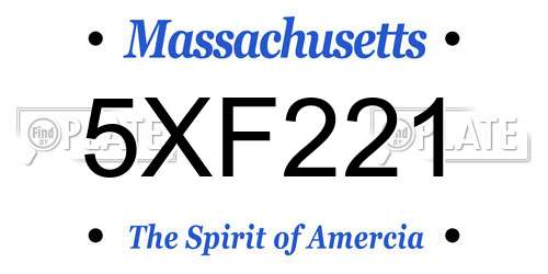 5XF221 Massachusetts License Plate