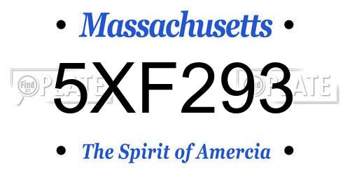 5XF293 Massachusetts License Plate