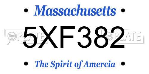 5XF382 Massachusetts License Plate