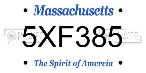 5XF385 Massachusetts License Plate