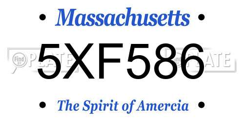 5XF586 Massachusetts License Plate