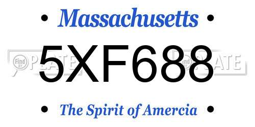 5XF688 Massachusetts License Plate